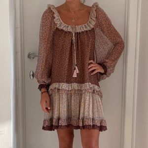 Zimmermann Silk Multi Print Babydoll Dress
